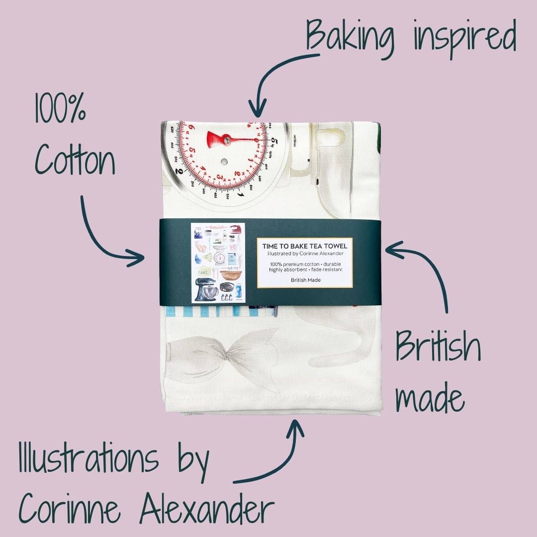 Time to Bake Tea Towel - British Made - Baking - Cotton