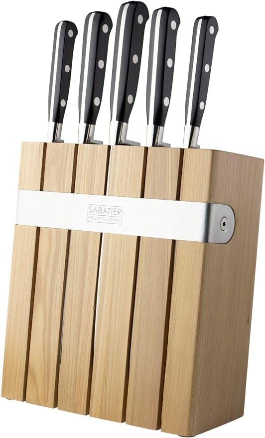 5pc Sabatier Slotted Block Oak - Simmer and Slice
