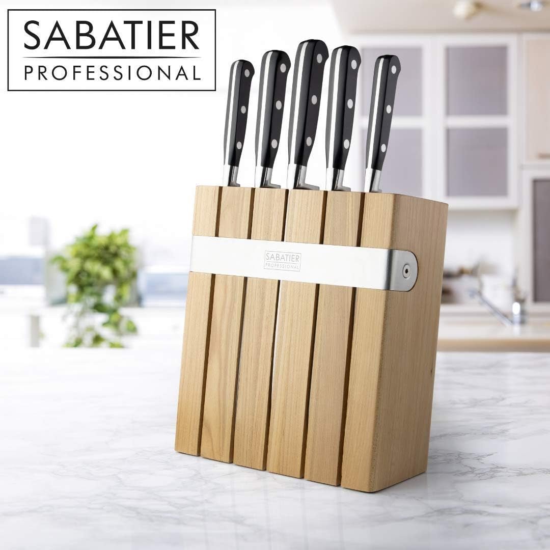 5pc Sabatier Slotted Block Oak - Simmer and Slice