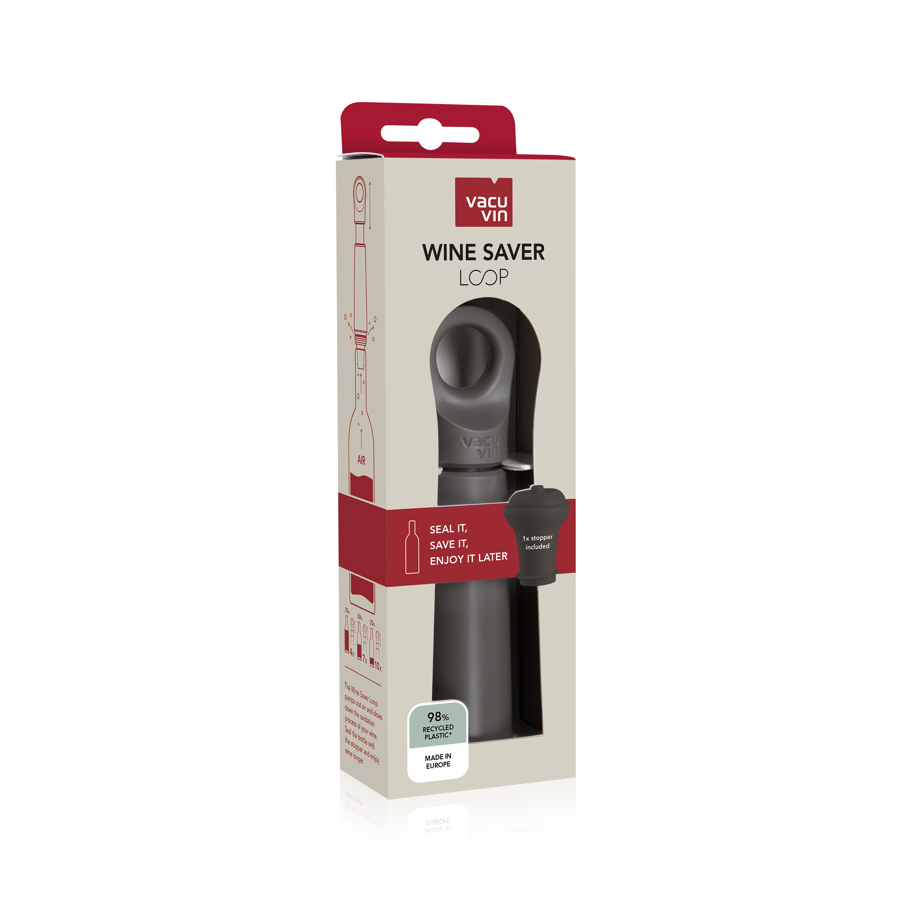 Vacu Vin Loop Wine Saver - Graphite