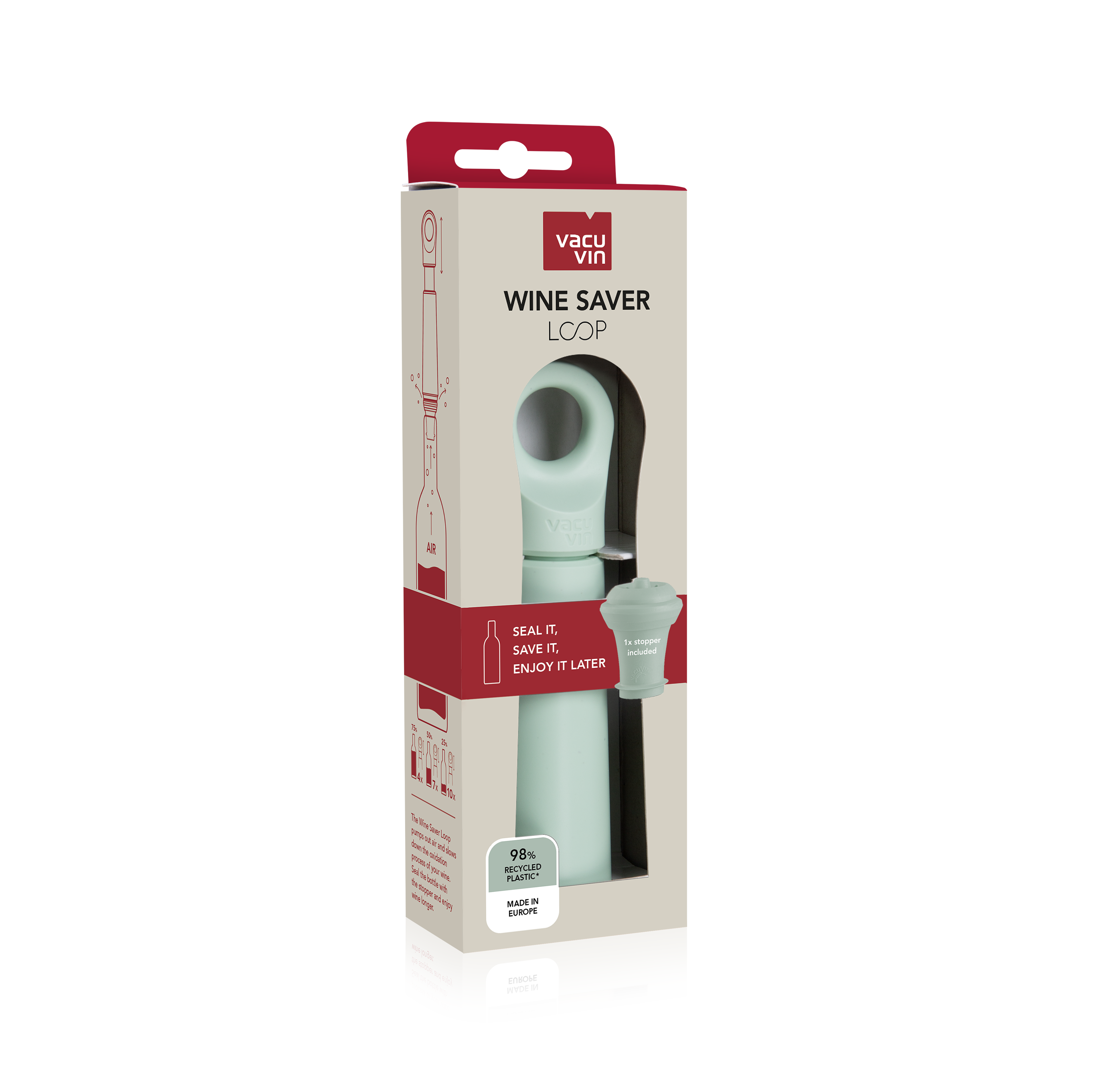 Vacu Vin Loop Wine Saver - Jade