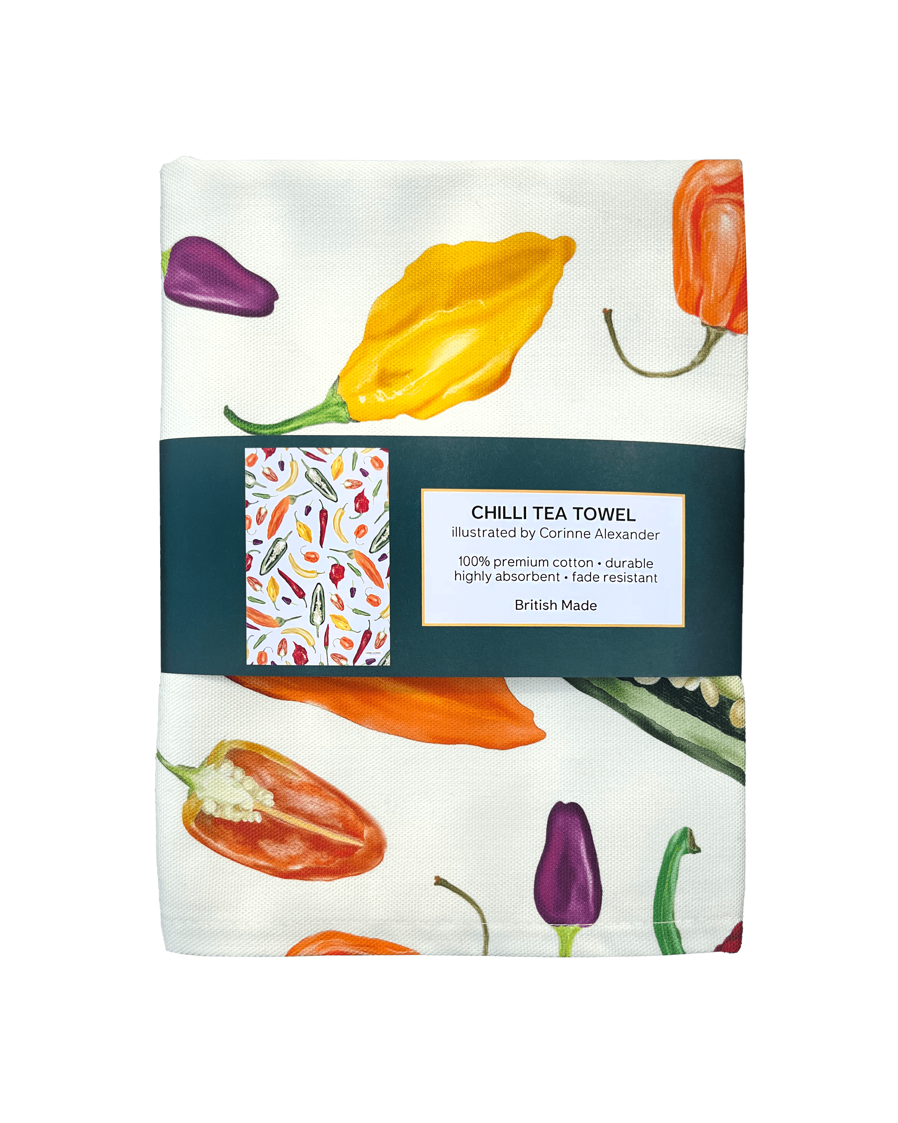 Chilli Tea Towel - British Made - Cotton - Kitchen Towel
