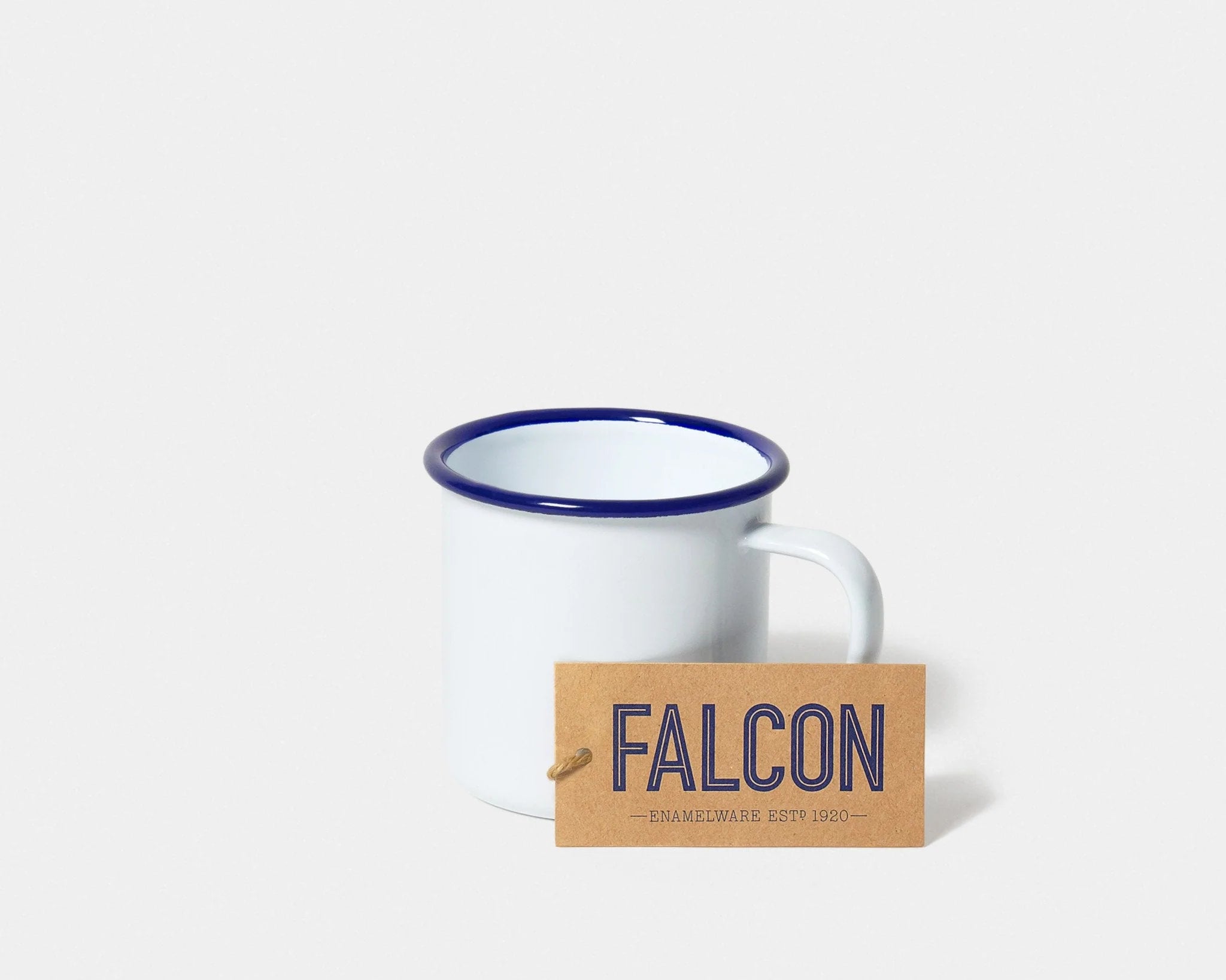 Falcon Enamel Mug - White with Blue Rim