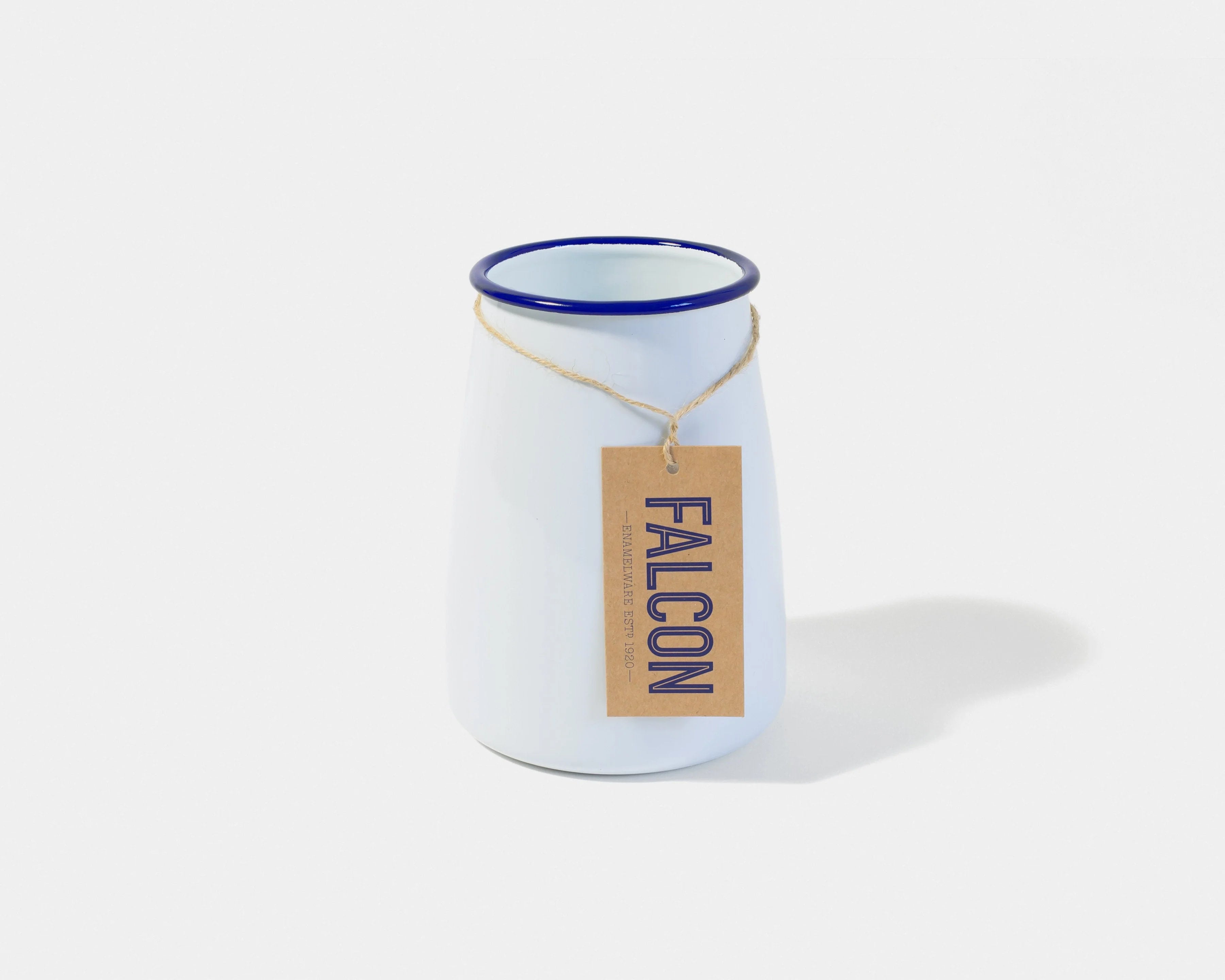 Falcon Enamel Utensil Pot - White with Blue Rim