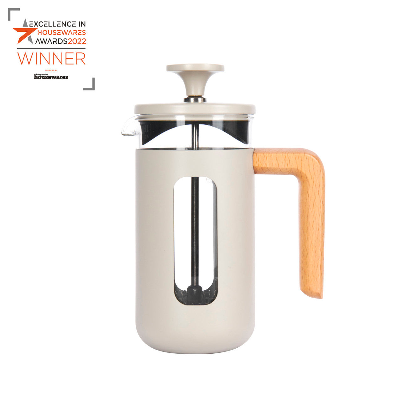 Pisa 3Cup Cafetiere Latte Wood Handle