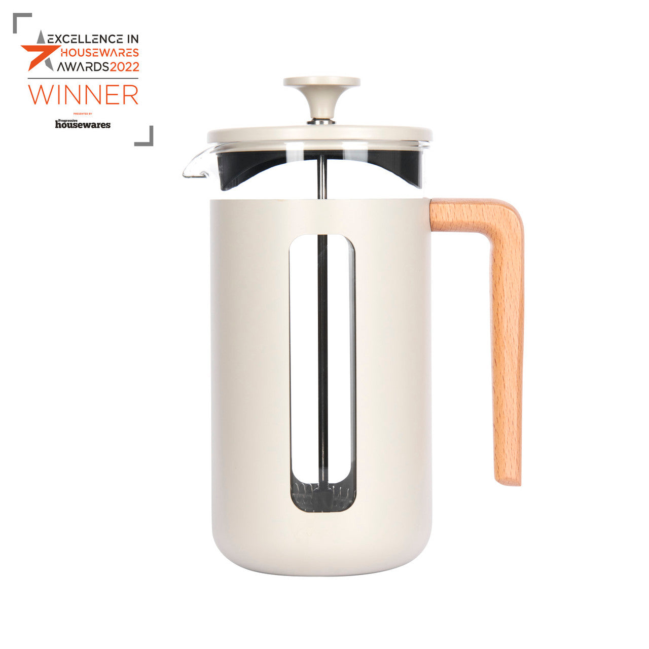 Pisa 8Cup Cafetiere Latte Wood Handle