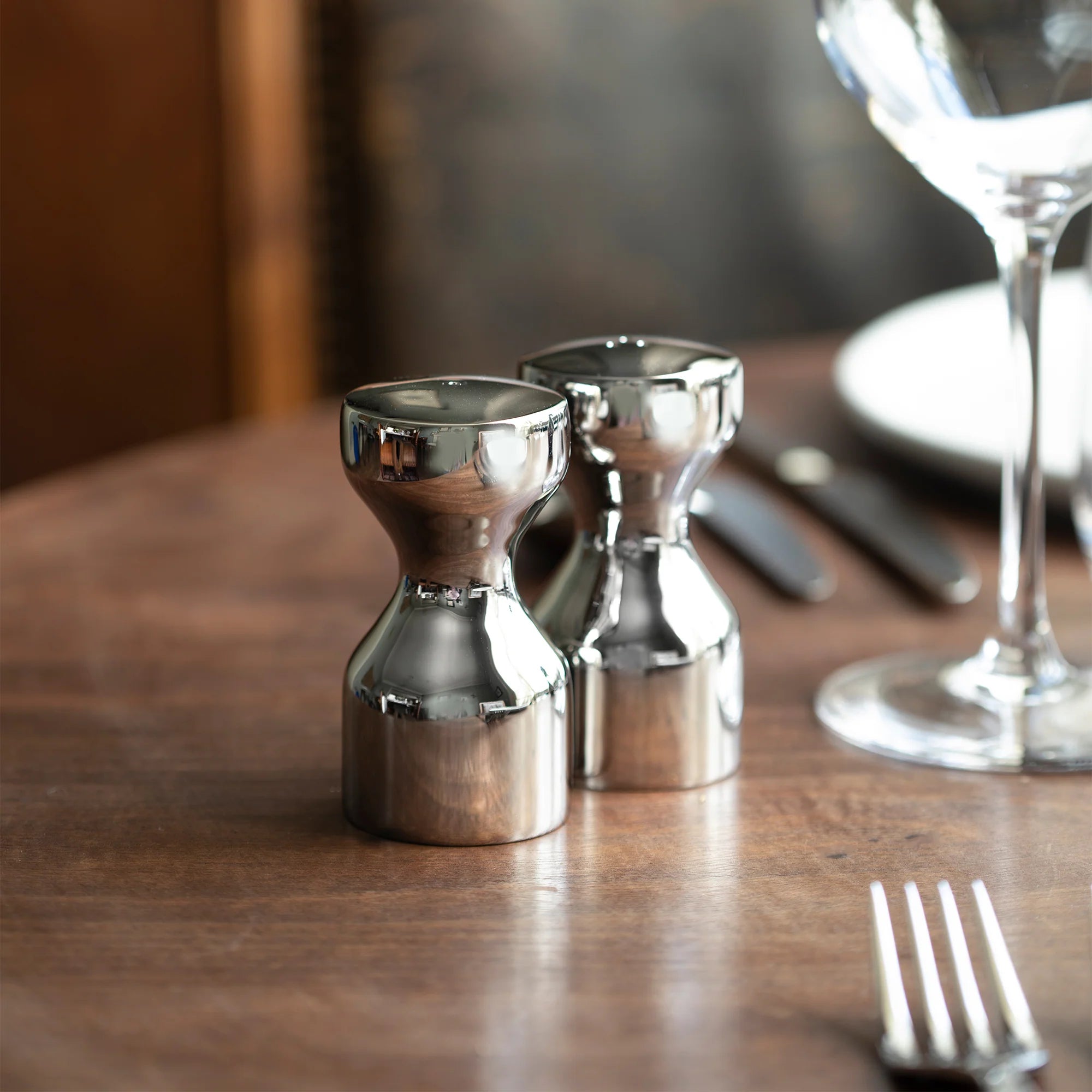 Robert Welch Limbrey Bright Salt & Pepper Shakers Set (Stainless Steel Base)