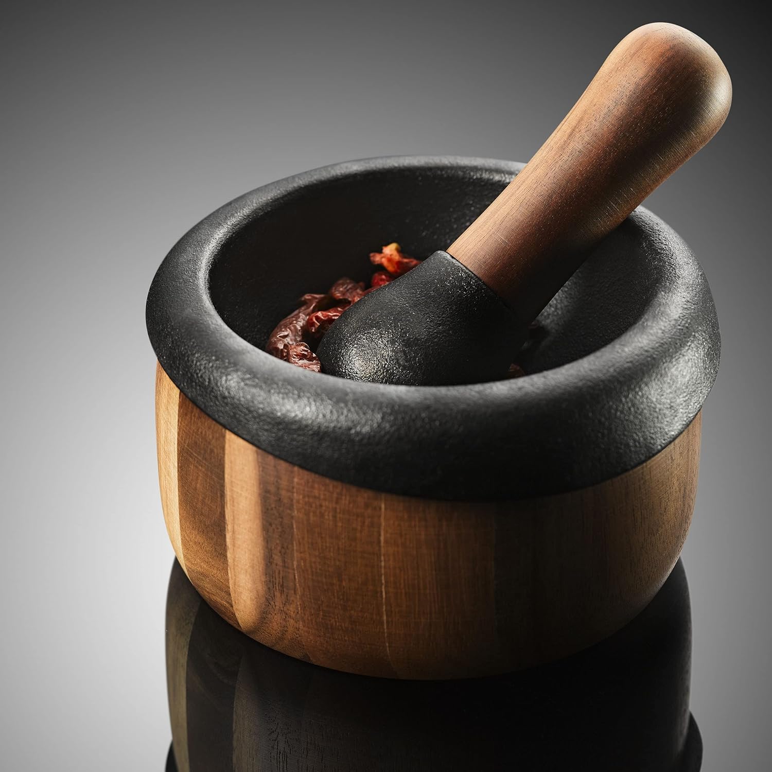 AdHoc 14cm Crush Wood Cast Iron | Pestle & Mortar - Simmer and Slice