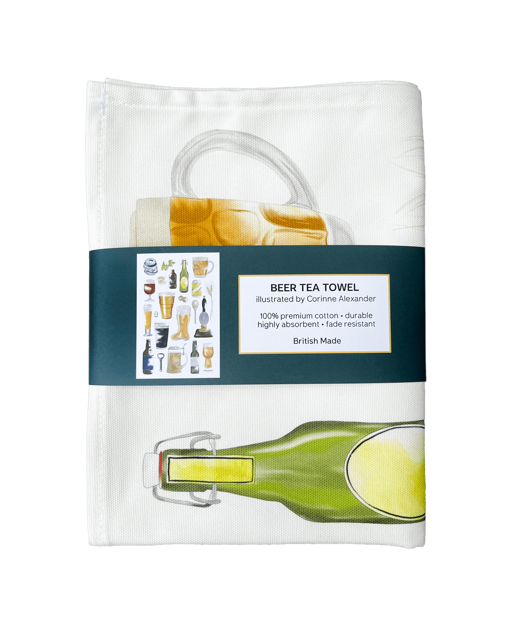 Beer Tea Towel - British Made - Cotton Towel - Novelty - Simmer and Slice