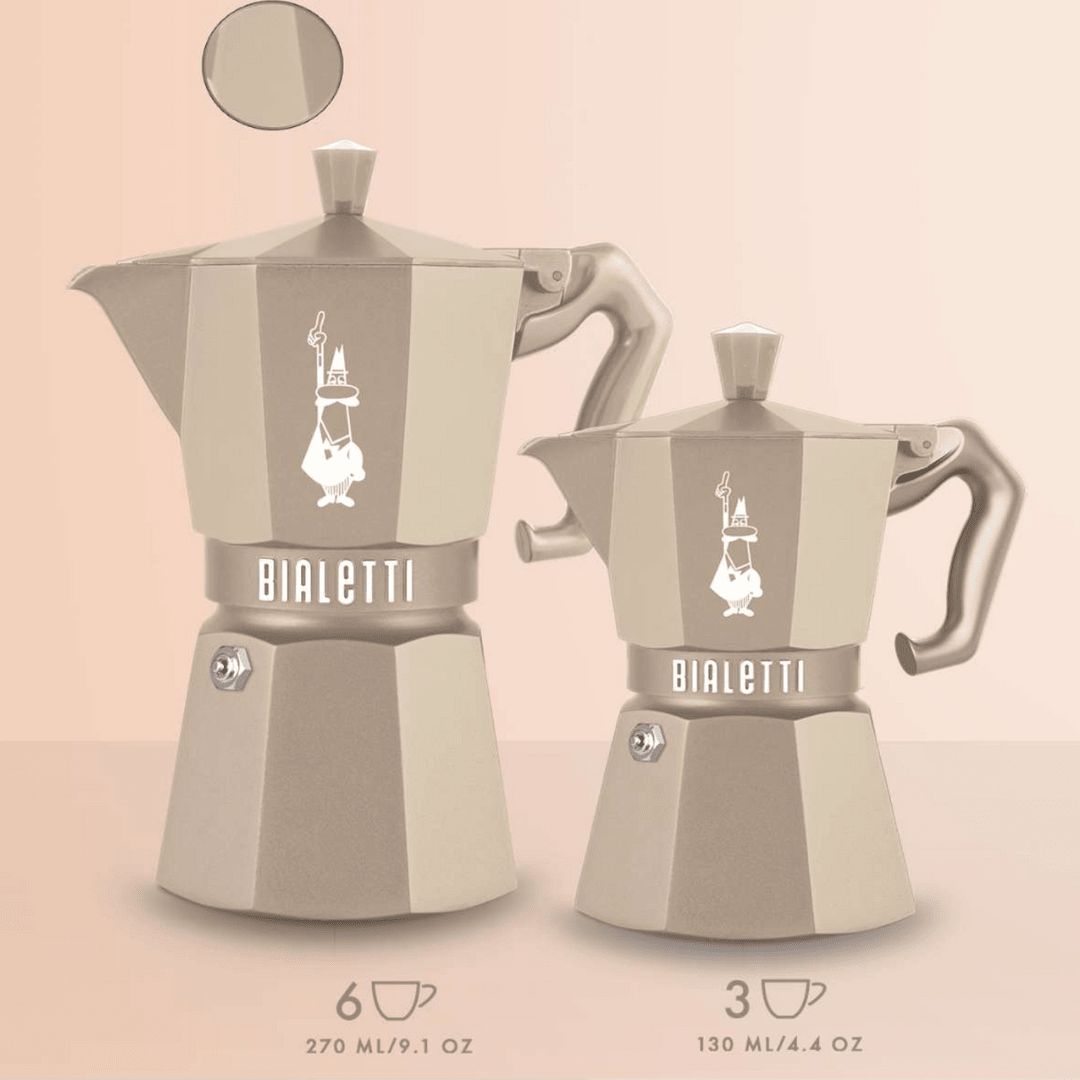 Bialetti Moka Exclusive Octagonal Induction Stovetop Coffee Maker Sand (3 Cup) - Simmer and Slice