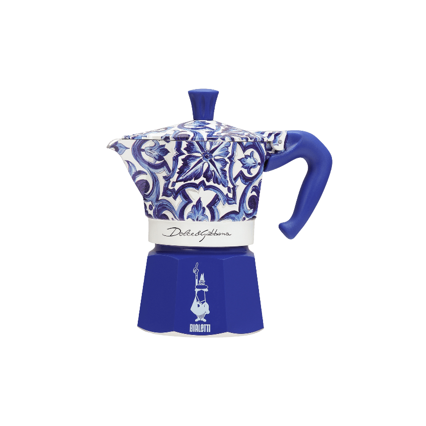 Bialetti x Dolce&Gabbana Blue Mediterranean Moka Express Stovetop Coffee Maker 3 Cup - Simmer and Slice