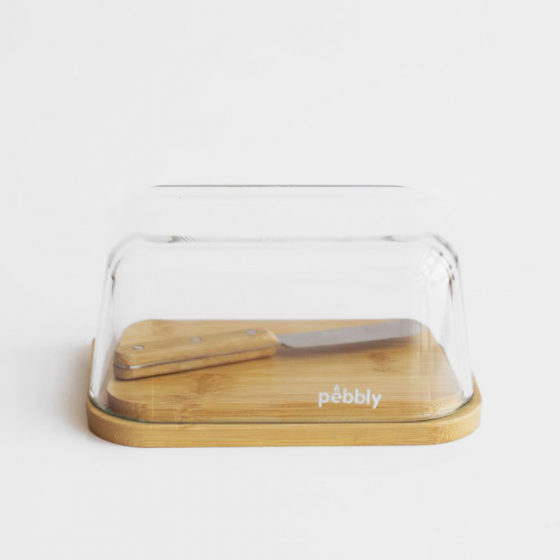 Pebbly Butter dish set with knife