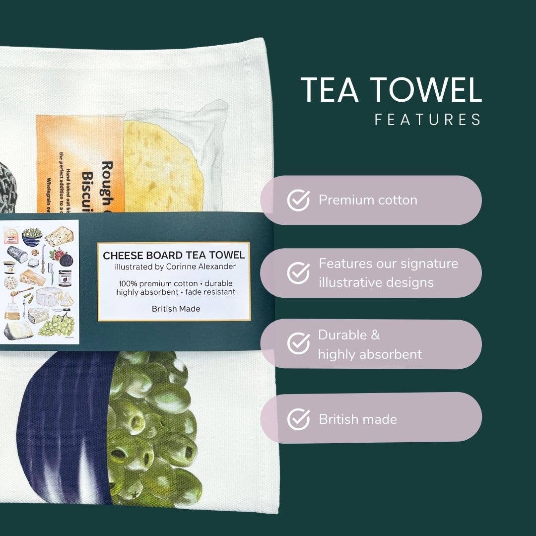 Cheese Board Tea Towel - British Made – Cheese Lovers Gift - Simmer and Slice