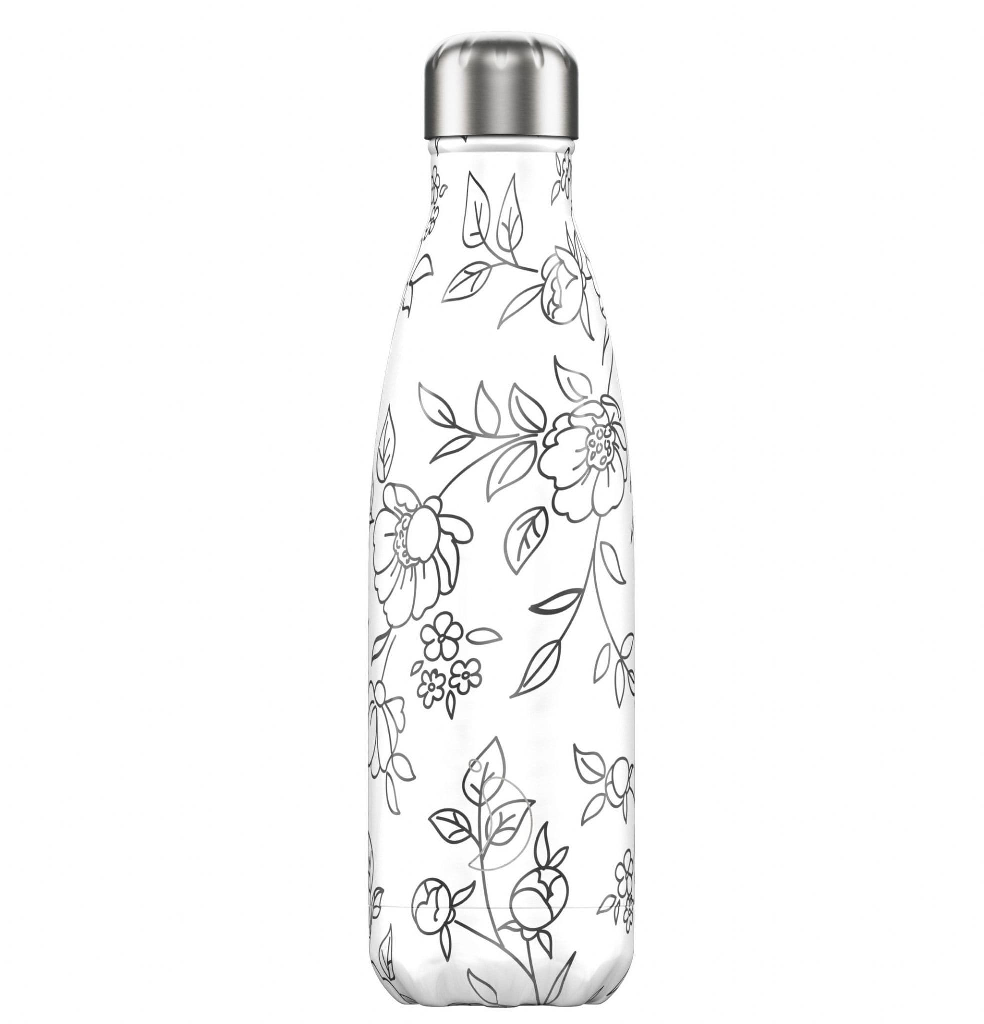 Chilly's 500ml Line Art Floral Drawings