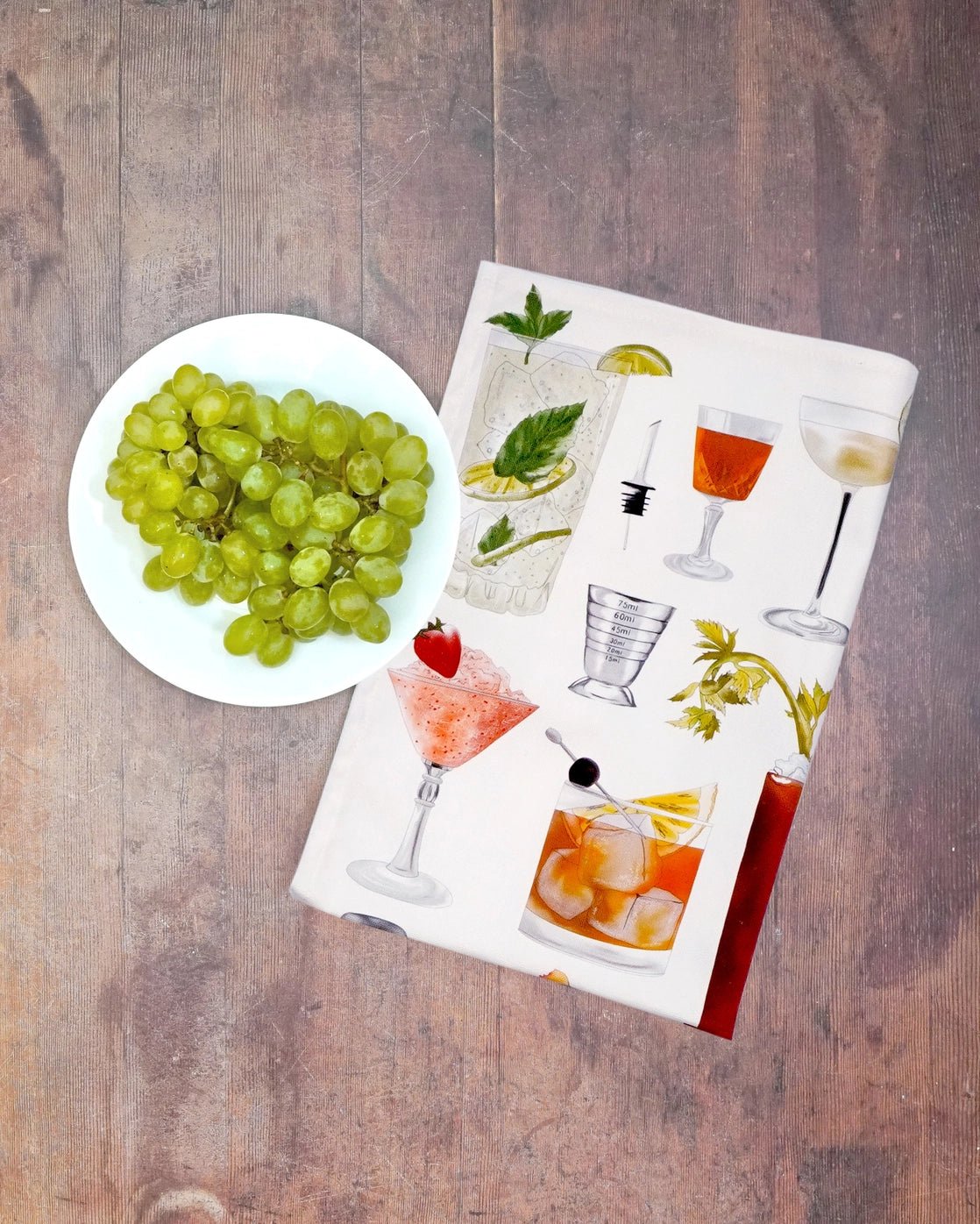 Cotton Cocktail Tea Towel - British Made - Classic Cocktails - Simmer and Slice
