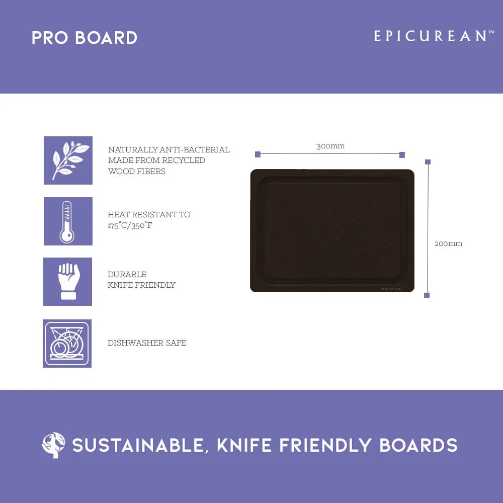 Epicurean Pro Steak Board with Groove Slate 30 x 20cm - Simmer and Slice
