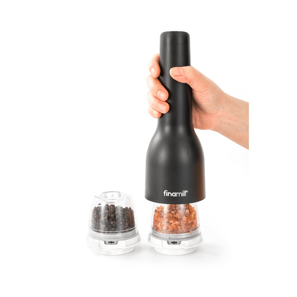FinaMill 3pc Rechargeable USB Spice Grinder - Midnight Black - Simmer and Slice