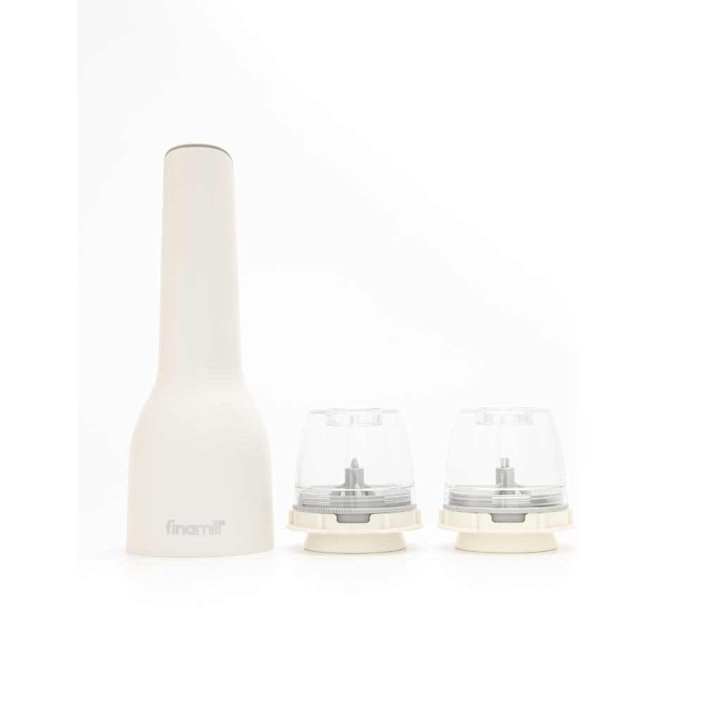 FinaMill 3pc Rechargeable USB Spice Grinder - Soft Cream - Simmer and Slice