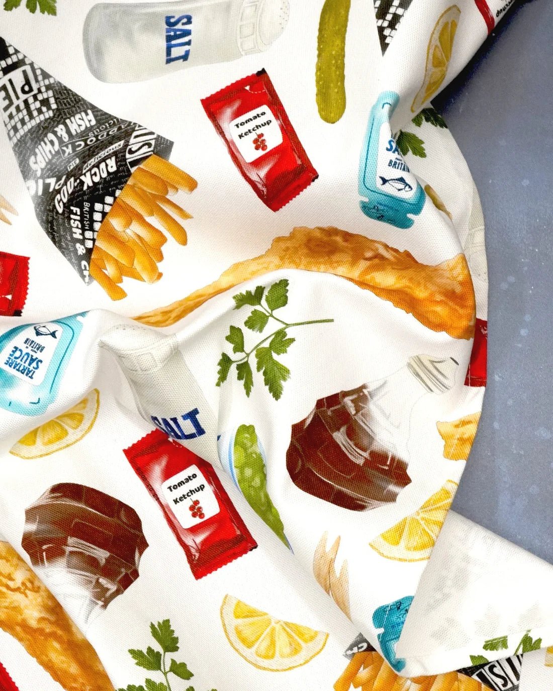 Fish & Chip Tea Towel - 100% Cotton - Novelty Kitchen Towel - Simmer and Slice