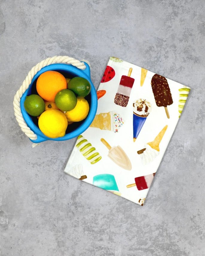 Ice Cream Tea Towel - British Made - Funny Kitchen Towel - Simmer and Slice