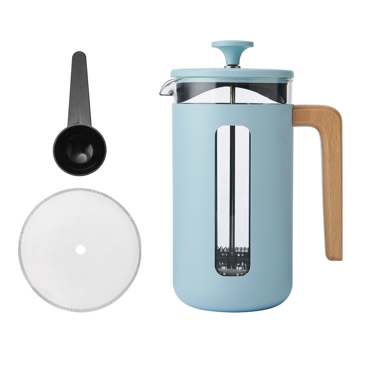 Le Cafetiere Pisa 8 Cup Cafetiere Sky Wood Handle
