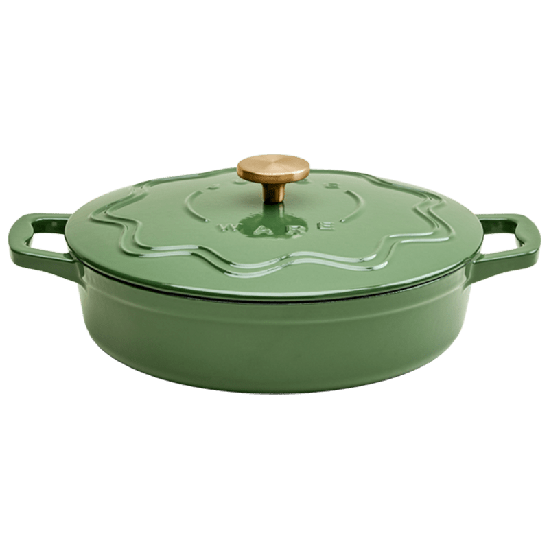 Judgeware Enamelled Cast Iron 28cm Shallow Casserole 3l, Green - Simmer and Slice