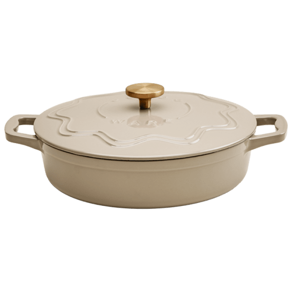Judgeware Enamelled Cast Iron 28cm Shallow Casserole 3l, Mushroom - Simmer and Slice