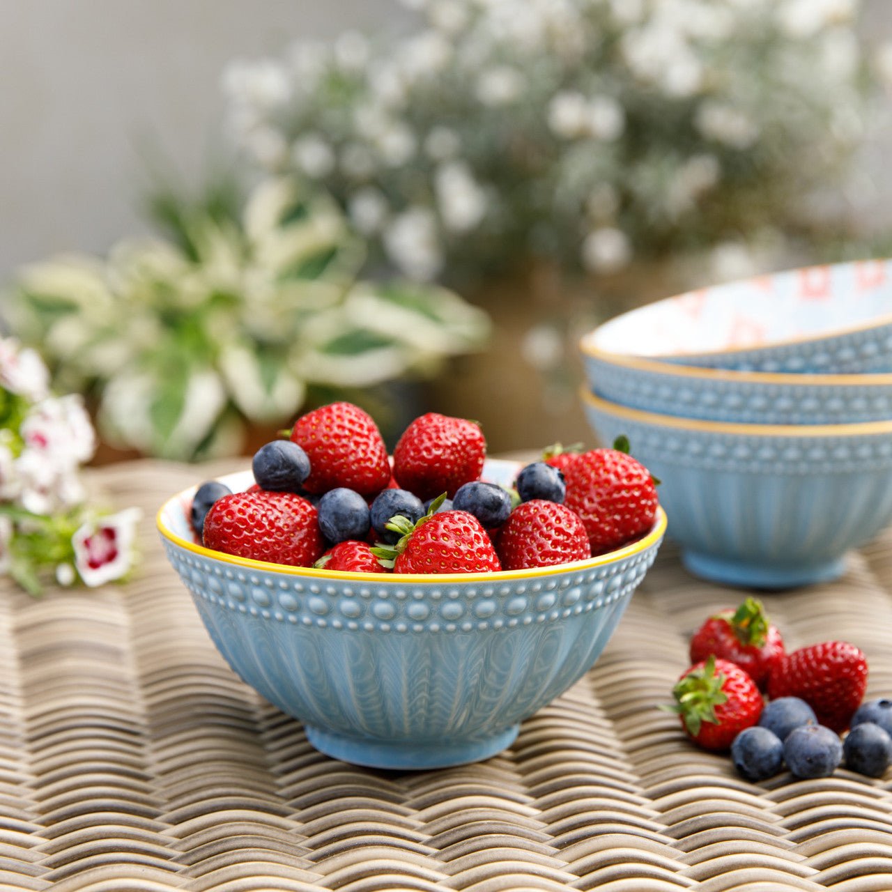 KitchenCraft Blue Mosaic Ceramic Bowl, 16cm - Simmer and Slice