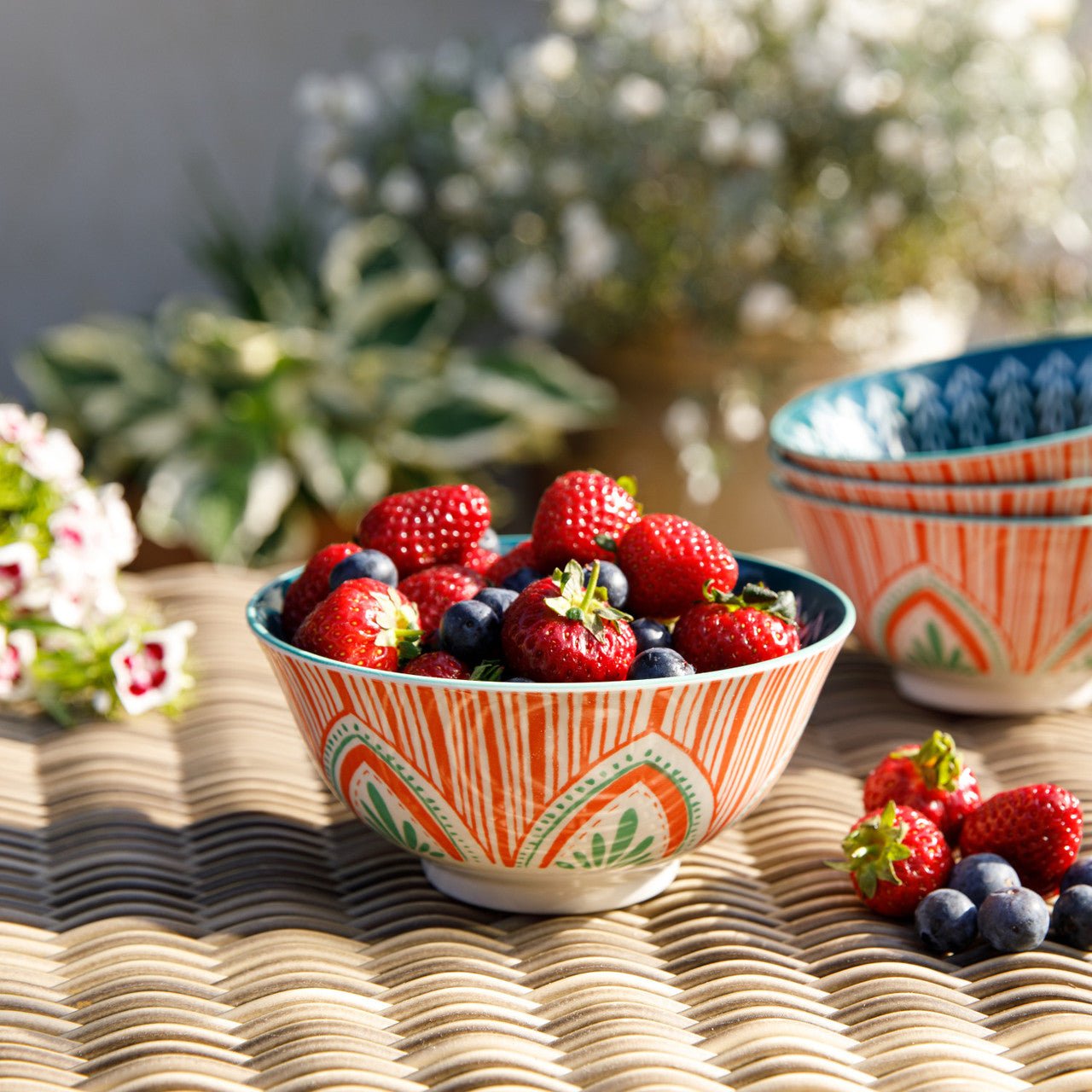 KitchenCraft Mixed Folk Pattern Ceramic Bowl, 16cm - Simmer and Slice