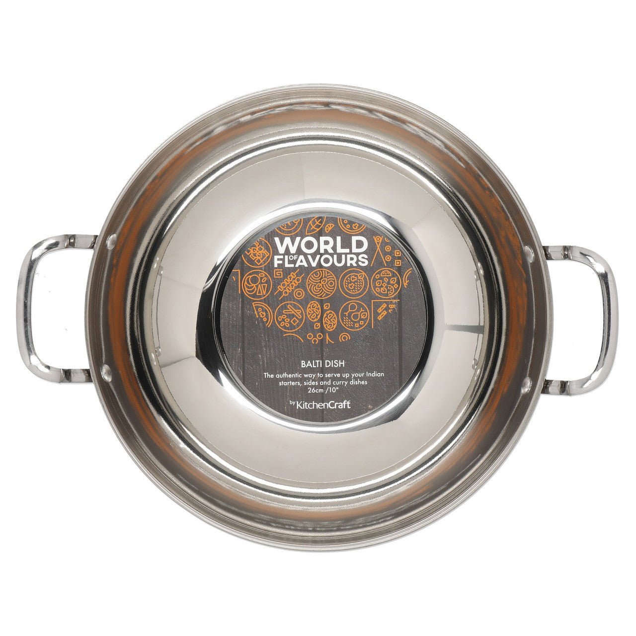 KitchenCraft World of Flavours Indian Stainless Steel Large Balti Dish 26cm - Simmer and Slice