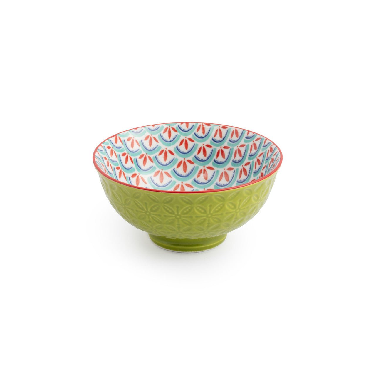 Mikasa Green and Blue Geometric Stoneware Nibble Bowl, 12cm - Simmer and Slice