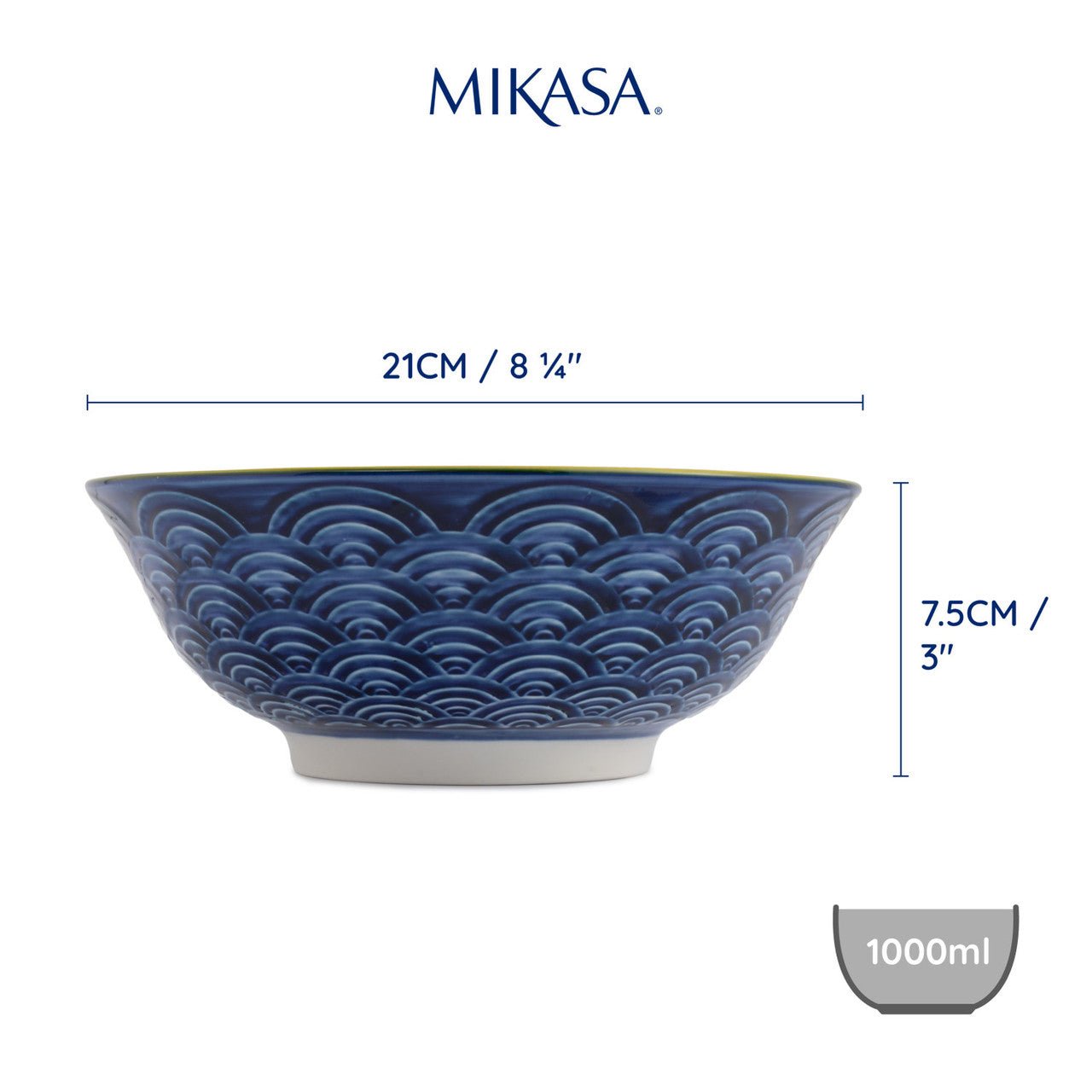 Mikasa Red and Blue Arc Stoneware Ramen Bowl, 21cm - Simmer and Slice