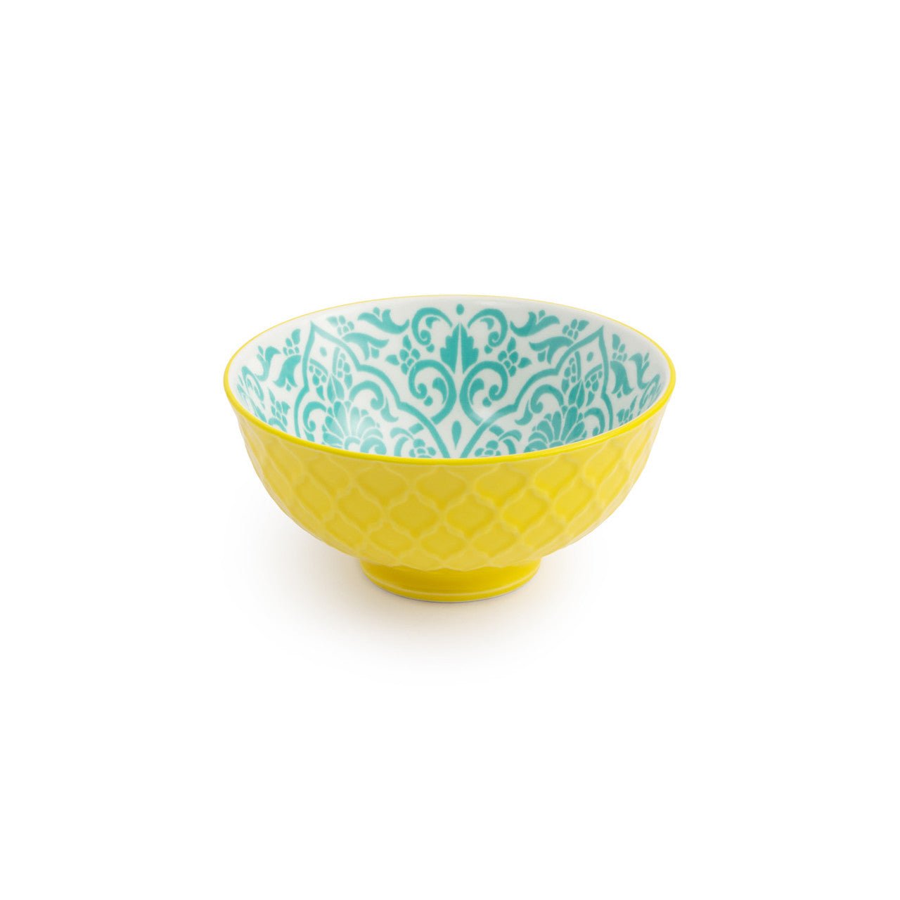 Mikasa Yellow and Blue Geometric Stoneware Nibble Bowl, 12cm - Simmer and Slice
