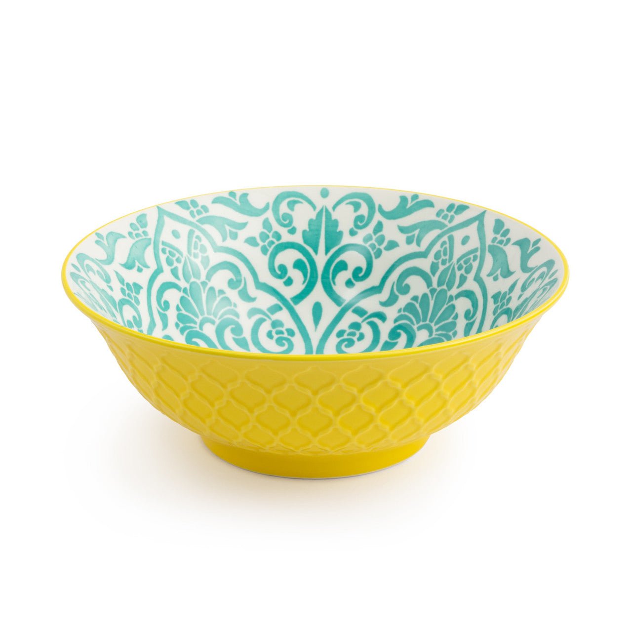 Mikasa Yellow and Blue Geometric Stoneware Ramen Bowl, 21cm - Simmer and Slice