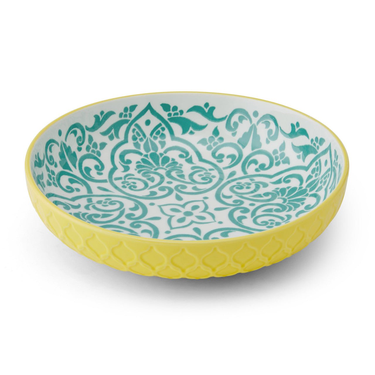 Mikasa Yellow & Blue Geometric Stoneware Bowl, 21 cm - Simmer and Slice
