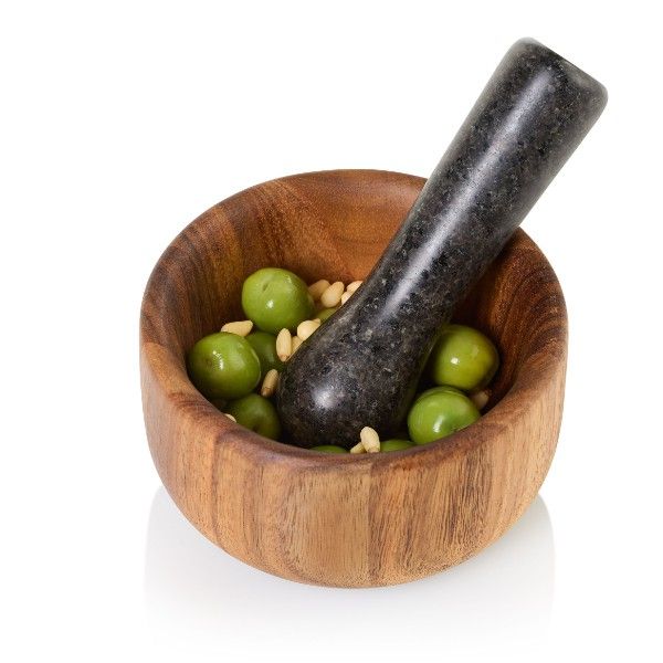 AdHoc Pestle & Mortar Taru Acacia Cast Iron 13 x 6.8cm