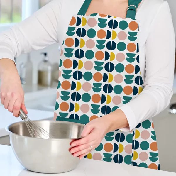 Retro Spot Recycled Cotton Adult Apron - Teal - Simmer and Slice