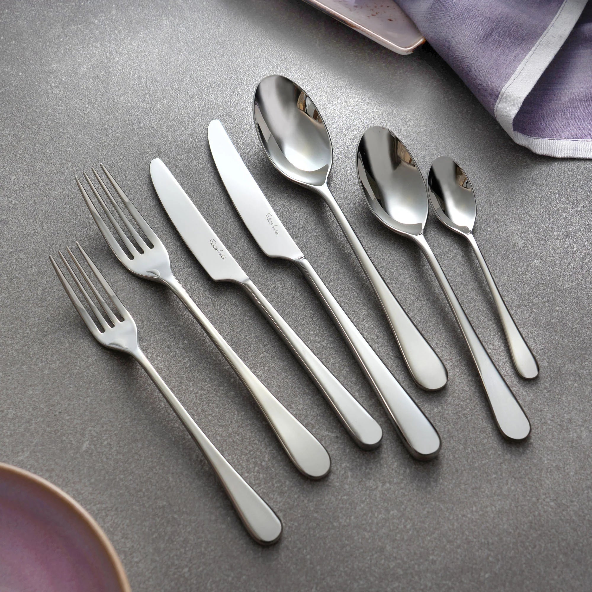 Robert Welch Iona Bright 42 Piece Cutlery Set (Free Salad Serving Spoon & Fork)) - Simmer and Slice