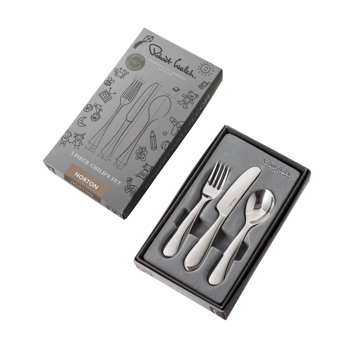 Robert Welch Norton Bright Children’s Cutlery Set 3 Piece - Simmer and Slice