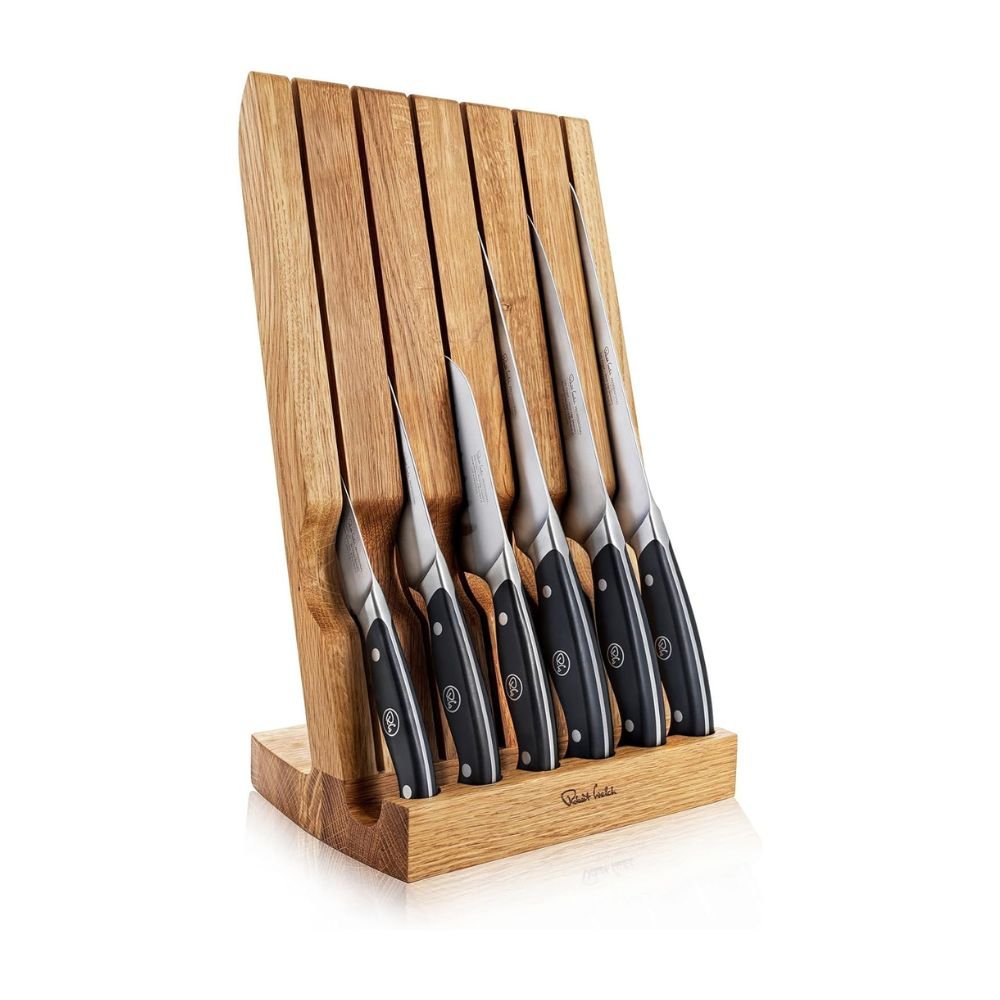 Robert Welch Professional Angle Oak Knife Block Set - Simmer and Slice