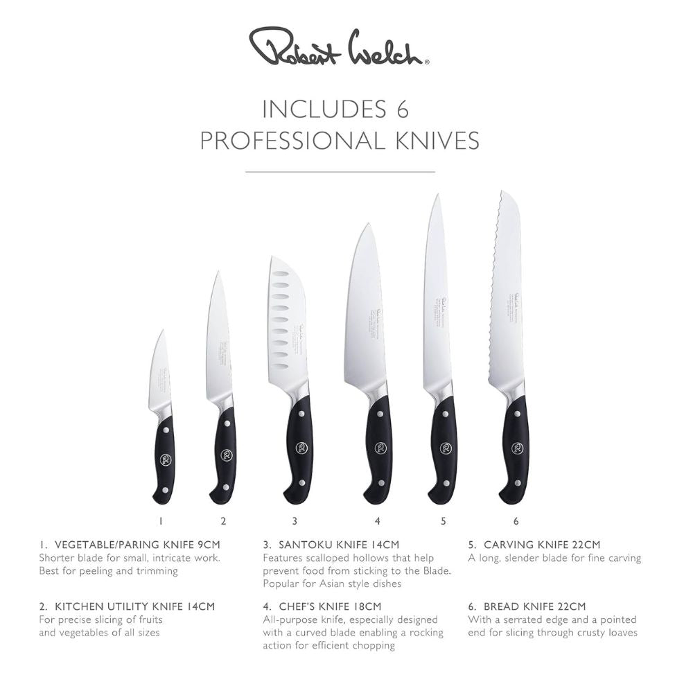 Robert Welch Professional Angle Oak Knife Block Set - Simmer and Slice