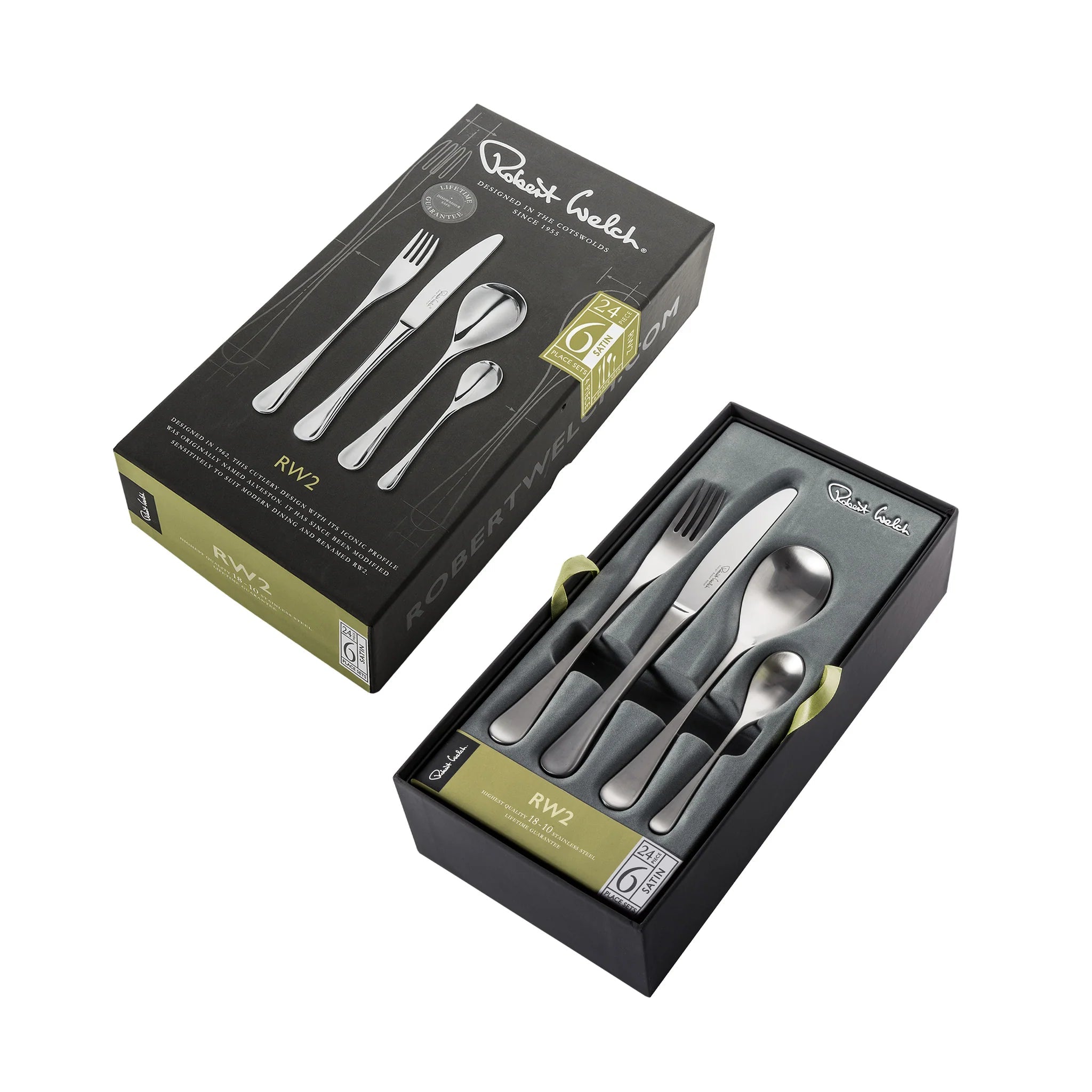 Robert Welch RW2 Satin Cutlery Set, 24 Piece For 6 People - Simmer and Slice
