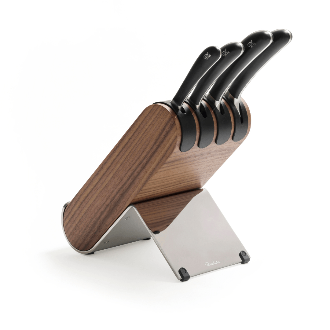Robert Welch Signature Q Knife Block Set Walnut with FREE Sharpener - Simmer and Slice