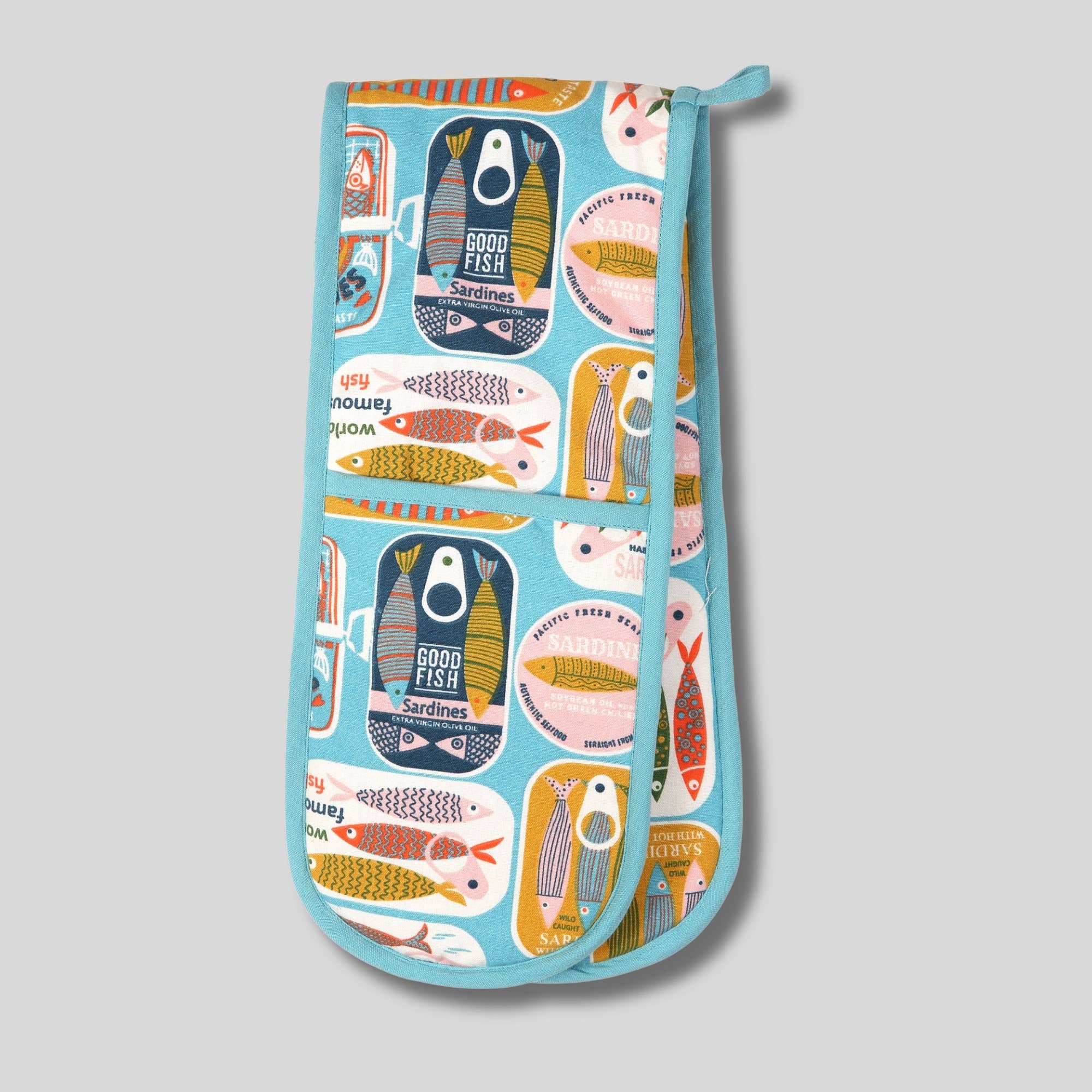 Sardines Double Oven Glove - Blue - Simmer and Slice