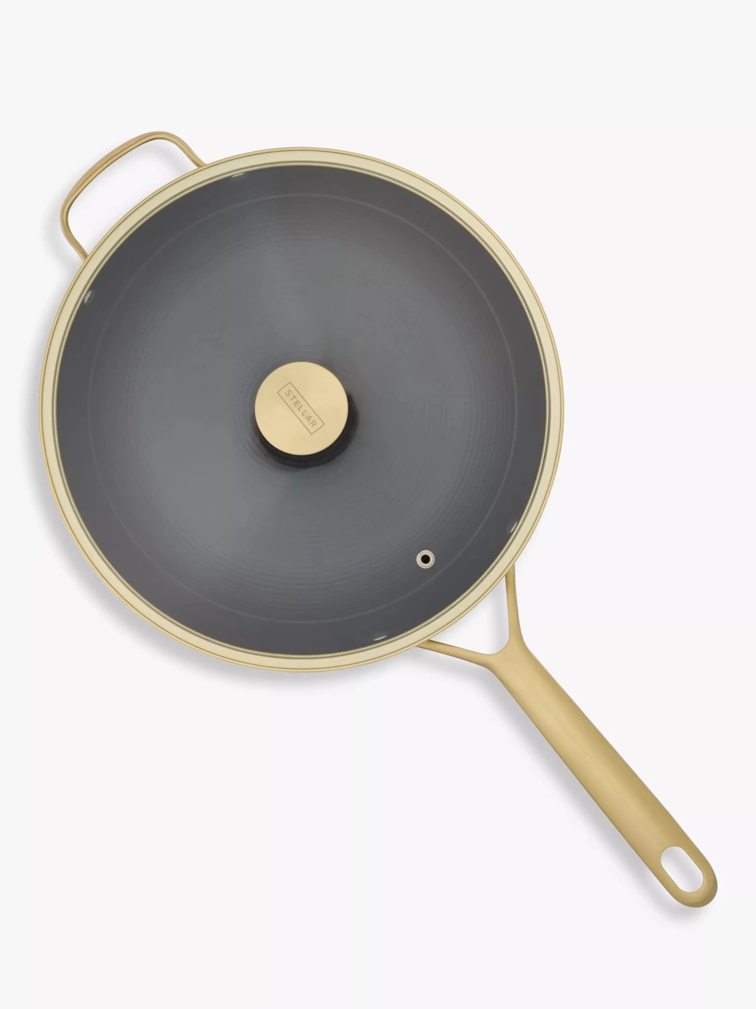 Stellar Cast Light Olive 28cm Sauté Pan with Glass Lid - Simmer and Slice
