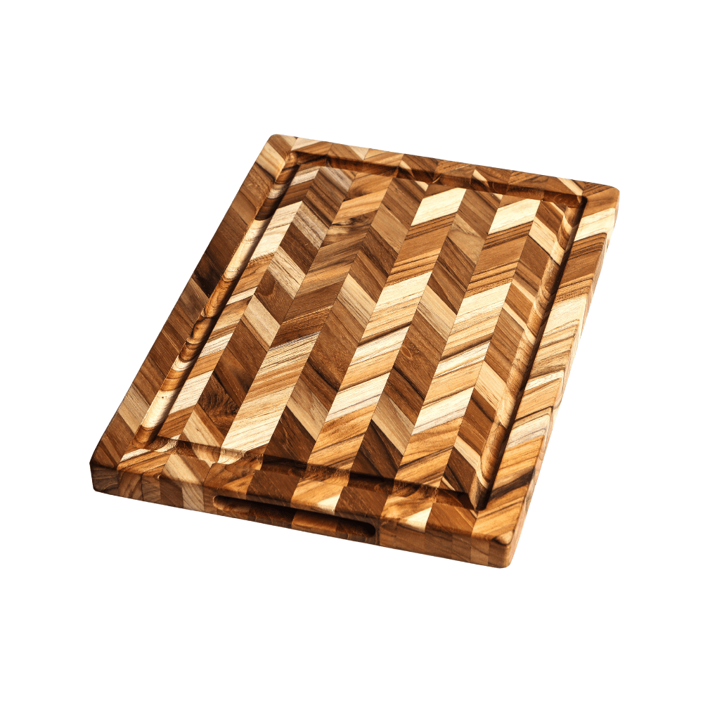 TeakHaus Herringbone Cutting Board - Medium - Simmer and Slice