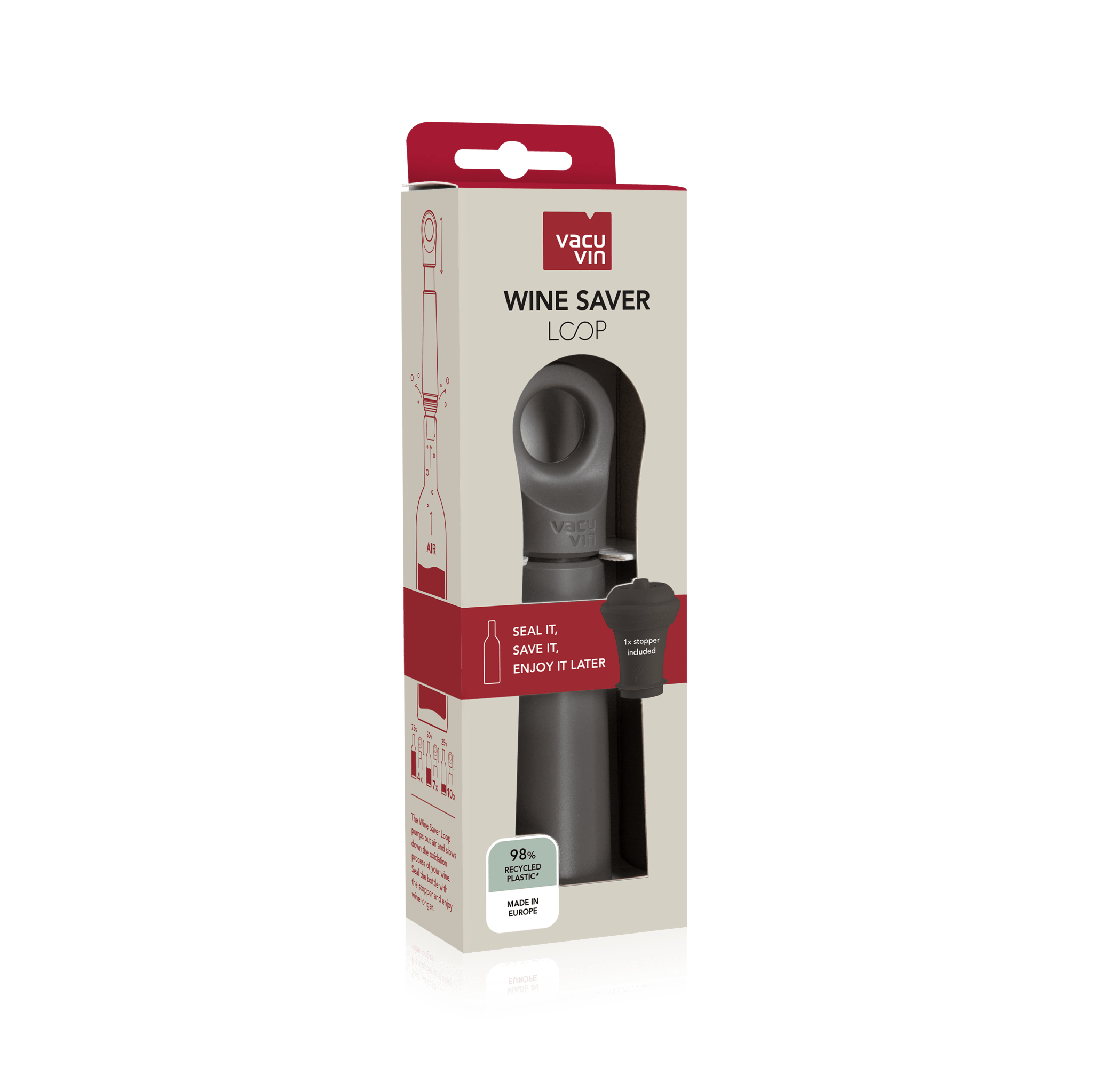 Vacu Vin Loop Wine Saver - Graphite - Simmer and Slice