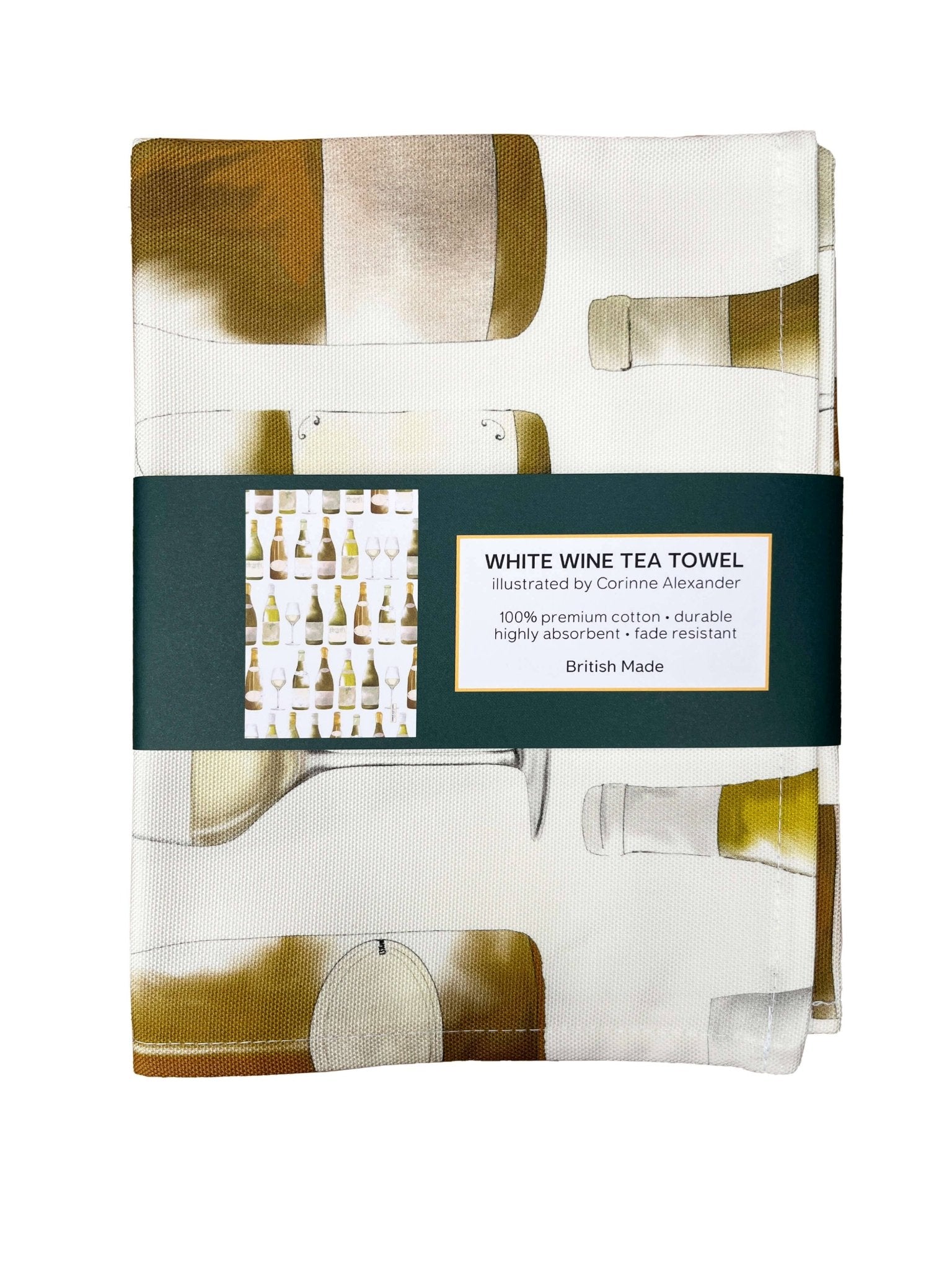 White Wine Tea Towel - British Made – Kitchen Towel - Simmer and Slice
