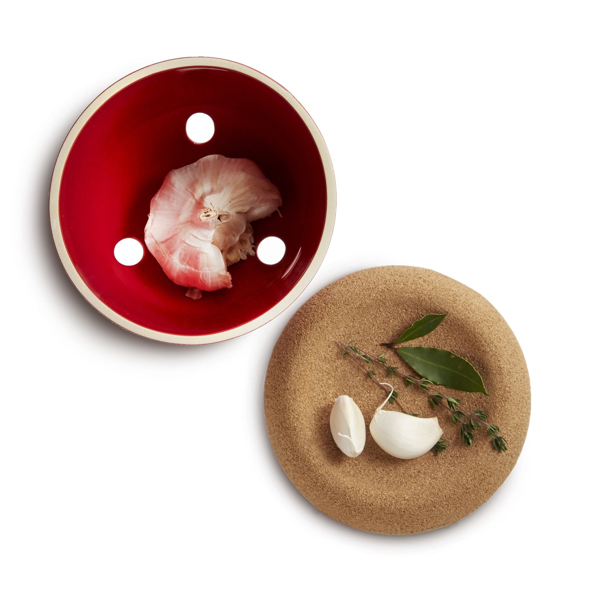 Emile Henry Garlic Pot Burgundy 14.6cm dia.