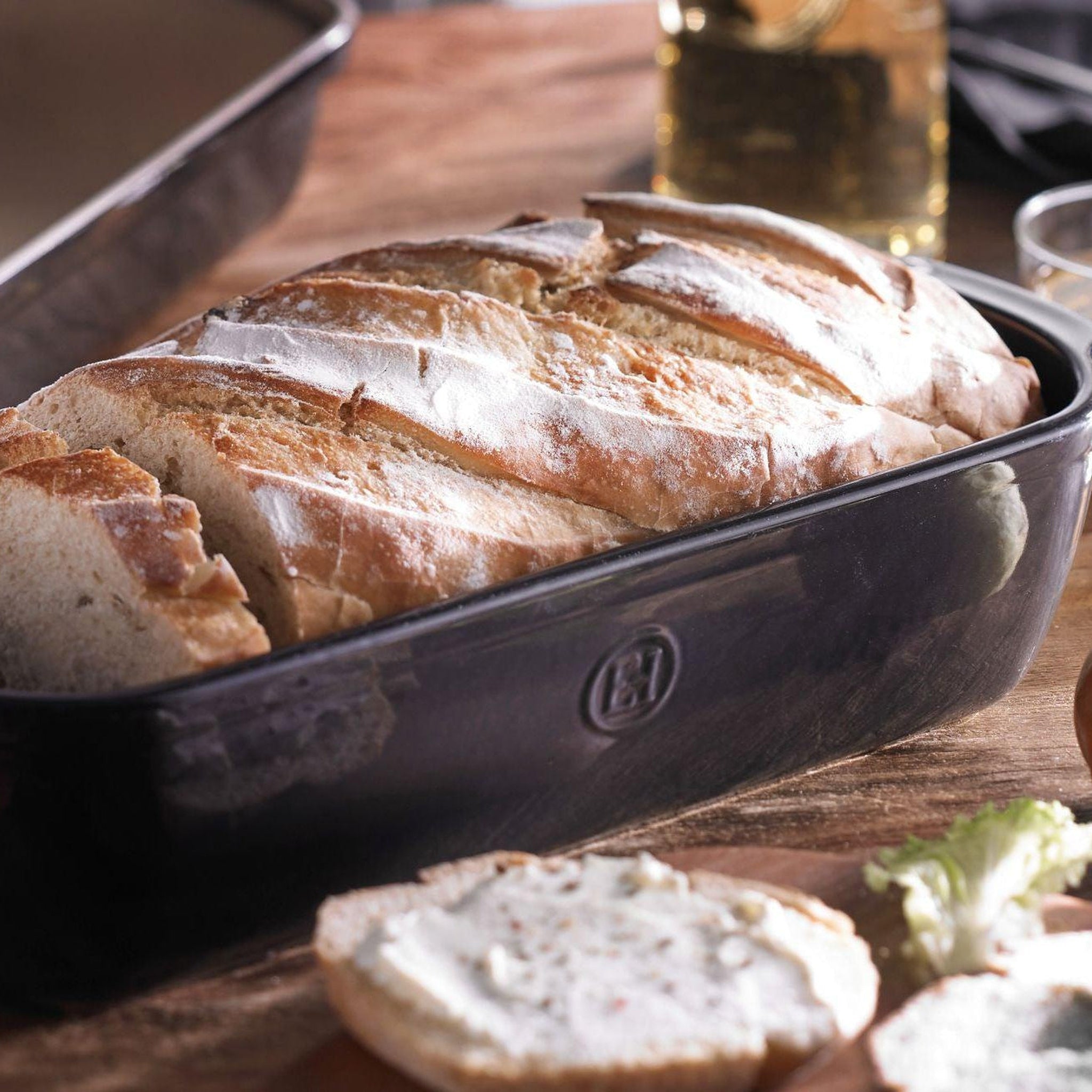 Emile Henry Large Bread Loaf Baker Charcoal 39cm x 16.5cm - Simmer and Slice